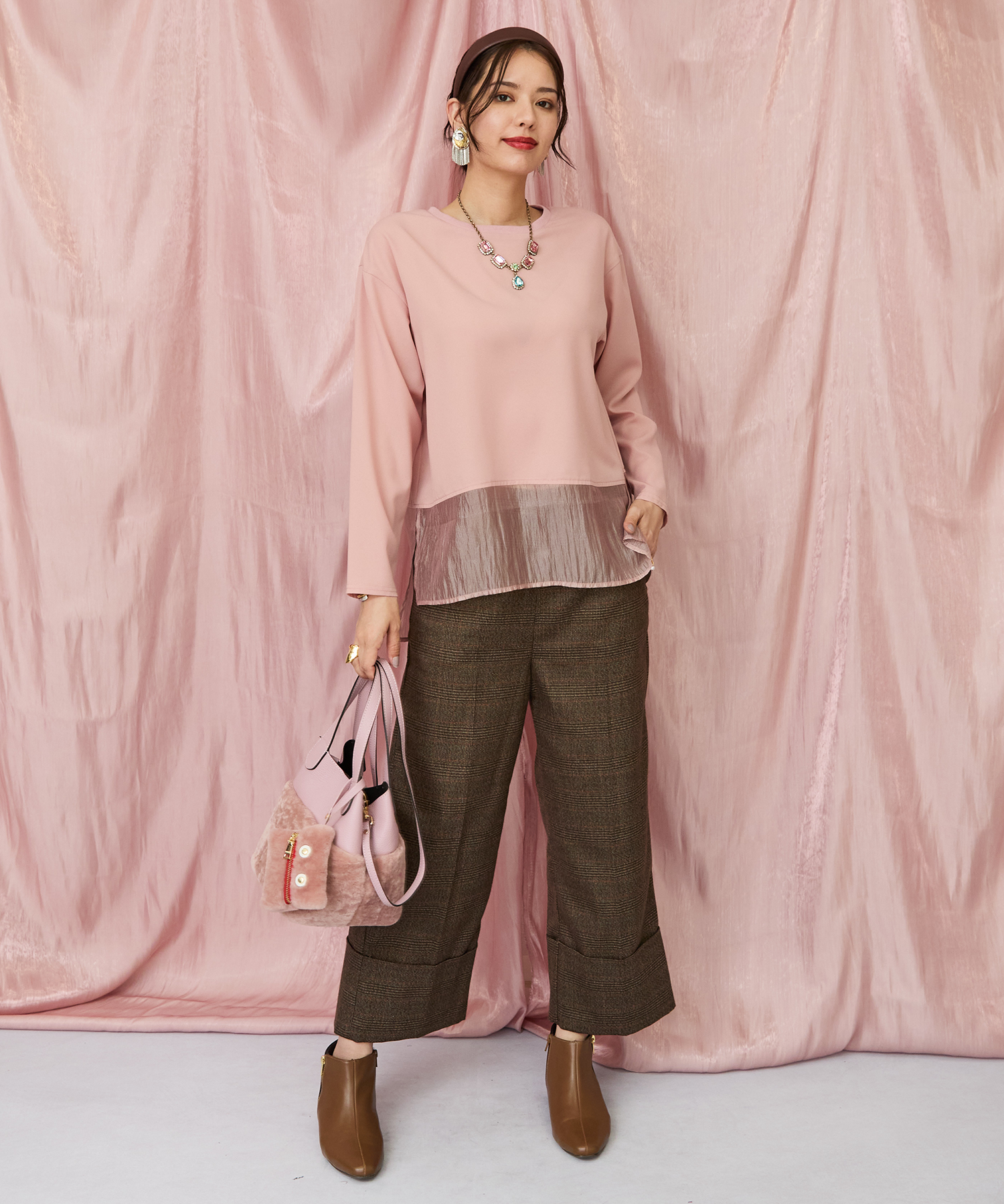 83-6377【RIPANI】ムートンコンビレザーバッグ