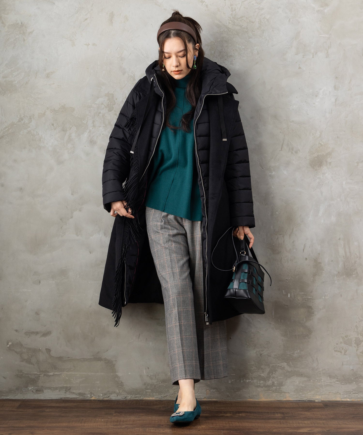 【BSB】フリンジデザイン異素材コンビコート