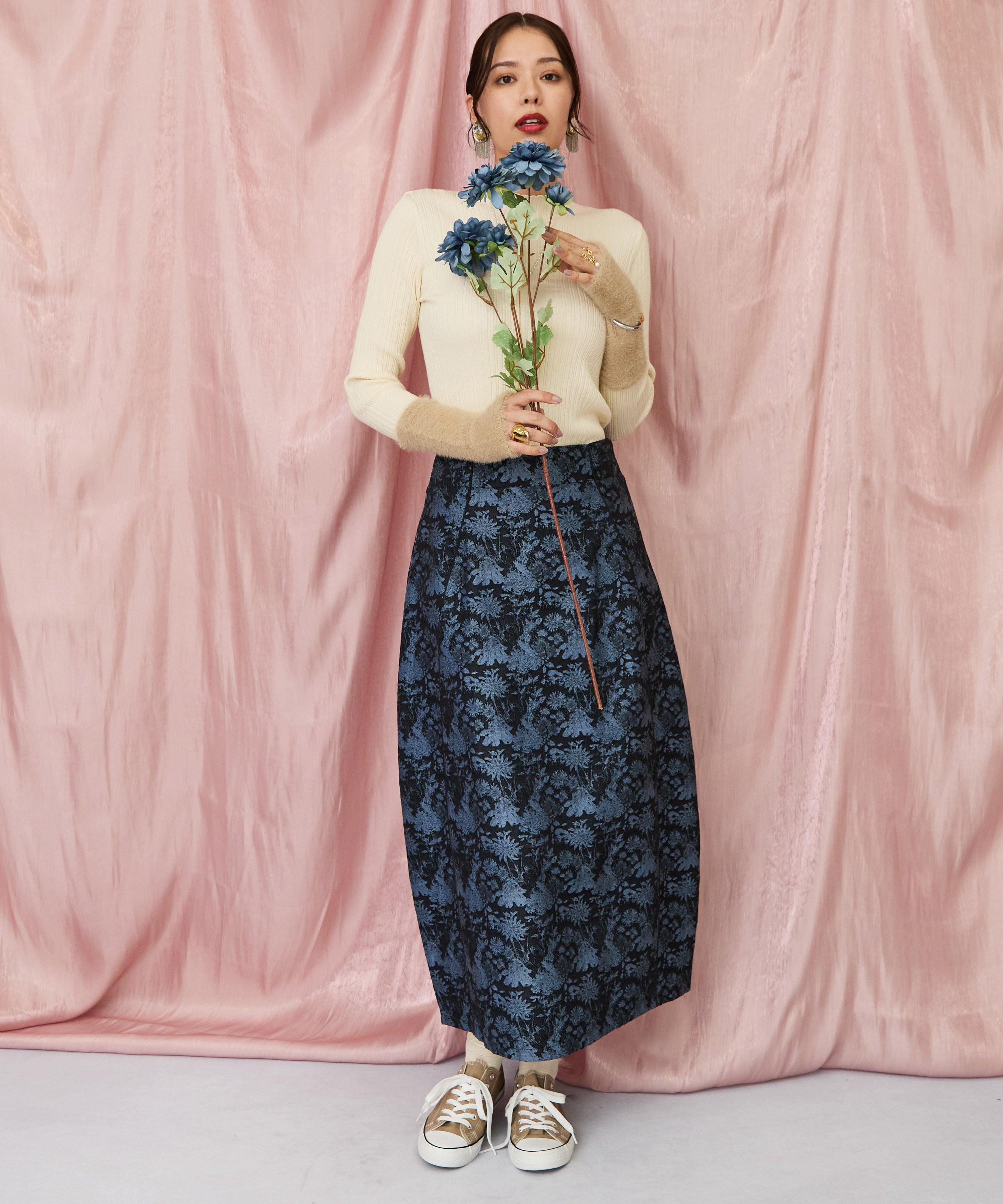 14-5888【FONT LAB】ゴブランジャガードコクーンスカート