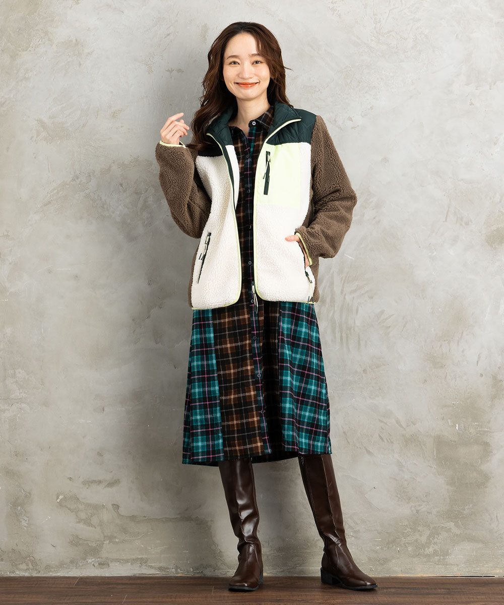 The Jogg Concept カラーブロックボアキルトジャケット