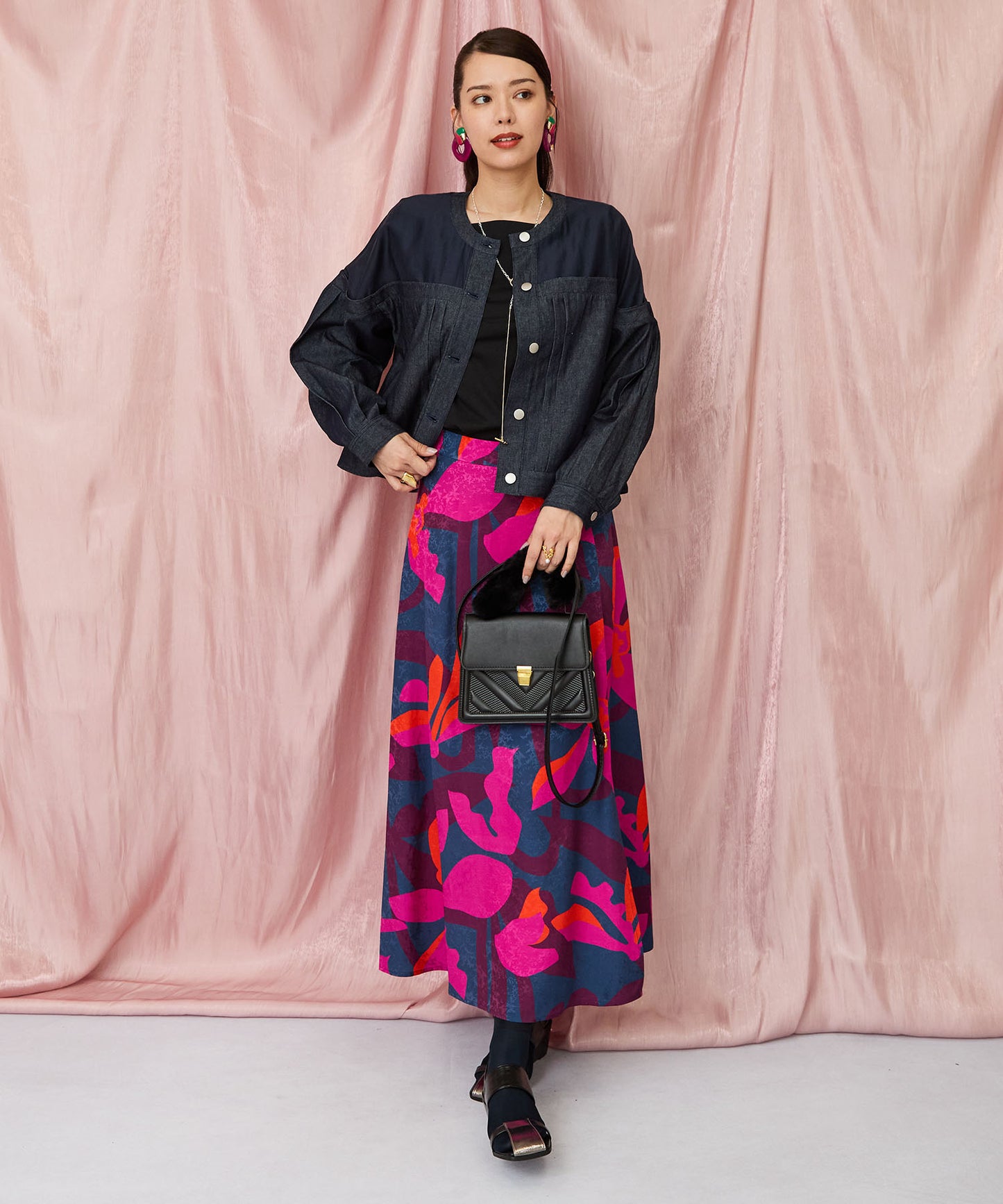 23-5545【FONT LAB】シアーコンビデニムブルゾン