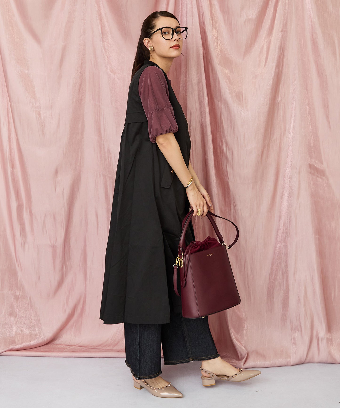 【FONT LAB】スキンベロアランタンスリーブTシャツ