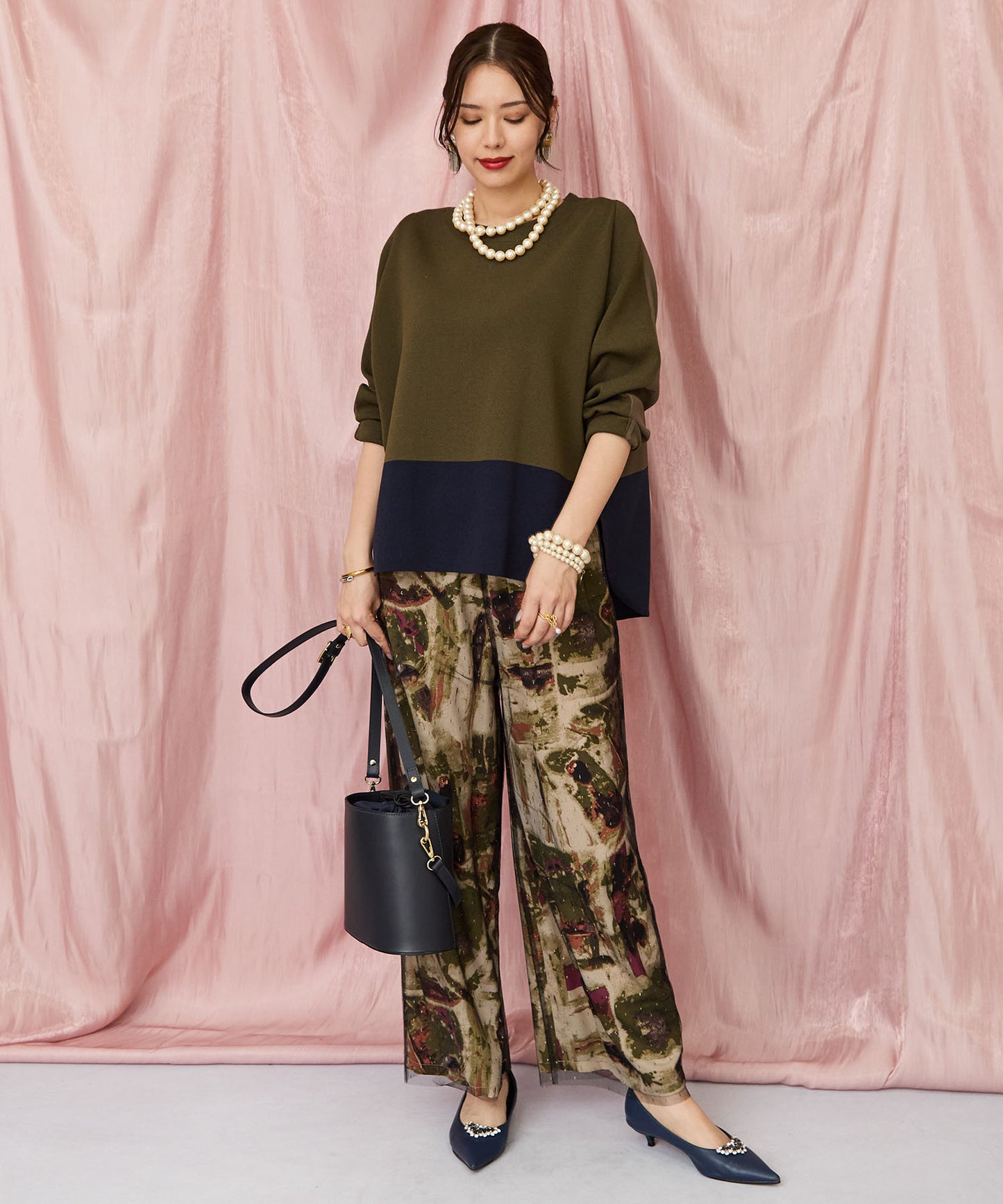 51-5668【FONT LAB】異素材コンビバイカラーニット