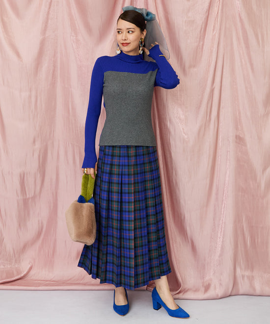 14-5863【FONT LAB】チェックプリーツスカート