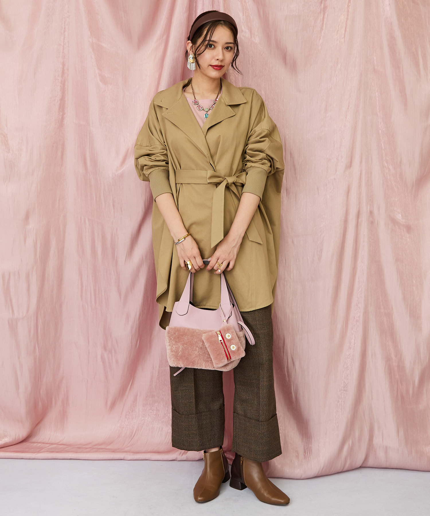 83-6377【RIPANI】ムートンコンビレザーバッグ