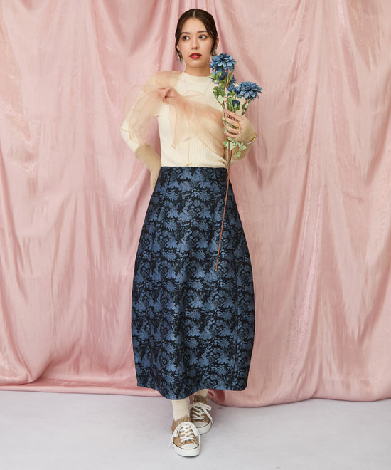 14-5888【FONT LAB】ゴブランジャガードコクーンスカート