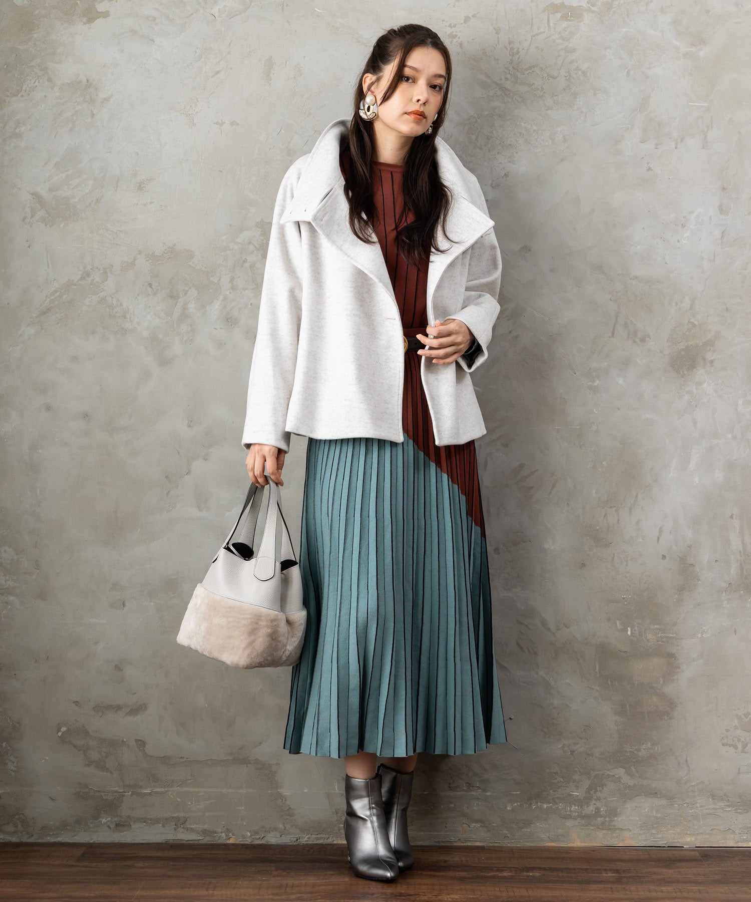 【SKATIE】バイカラーインターシャニット