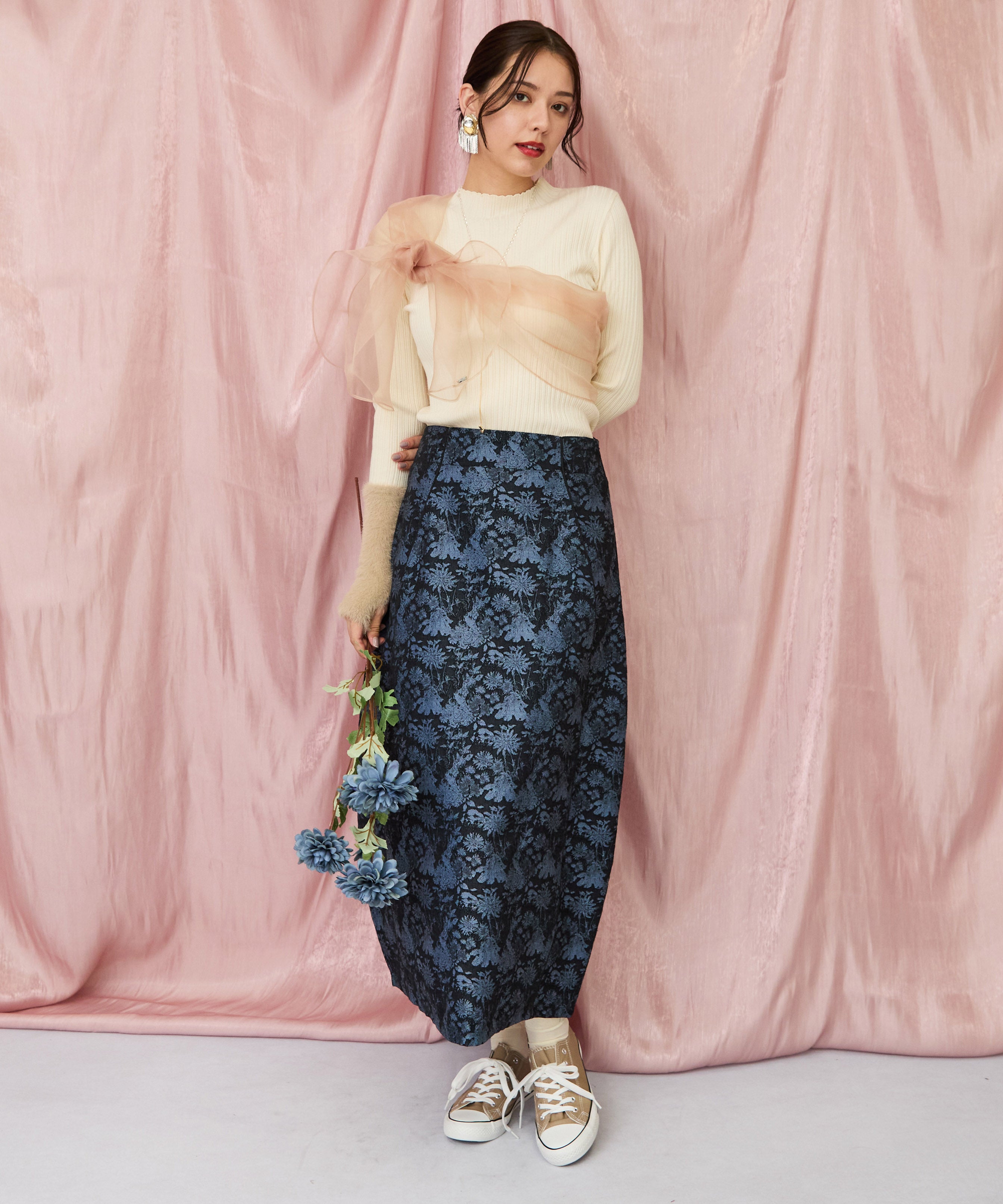 14-5888【FONT LAB】ゴブランジャガードコクーンスカート