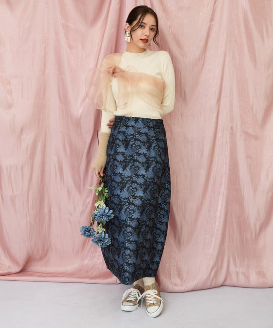 14-5888【FONT LAB】ゴブランジャガードコクーンスカート