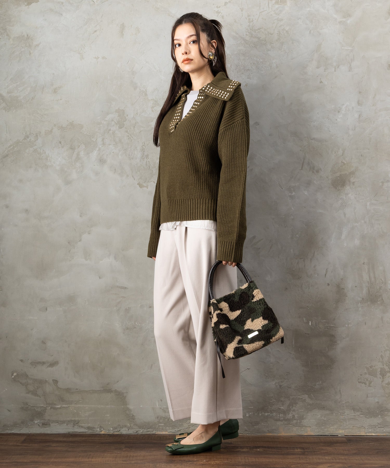 83-6384【TERESA CAMBI】カモフラージュボアBAG