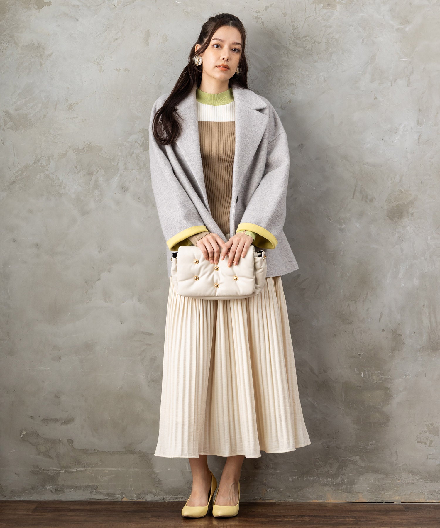 【JETSET SOLO PLUS】LANIFICIO BECAGLIバイカラーボンディングハーフコート