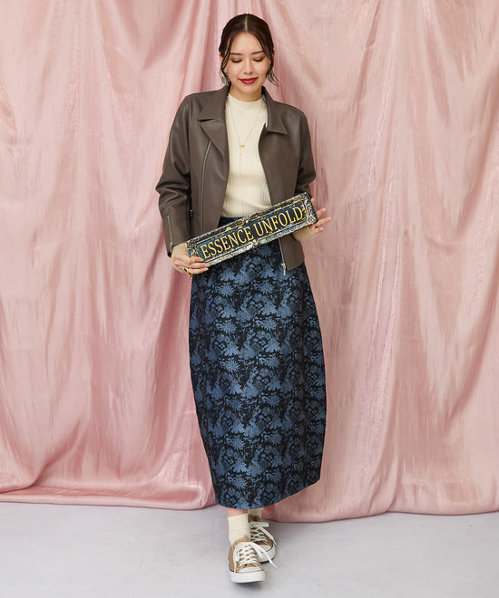 51-5671【FONT LAB】ランダムリブ×ラメシャギースリーブニット