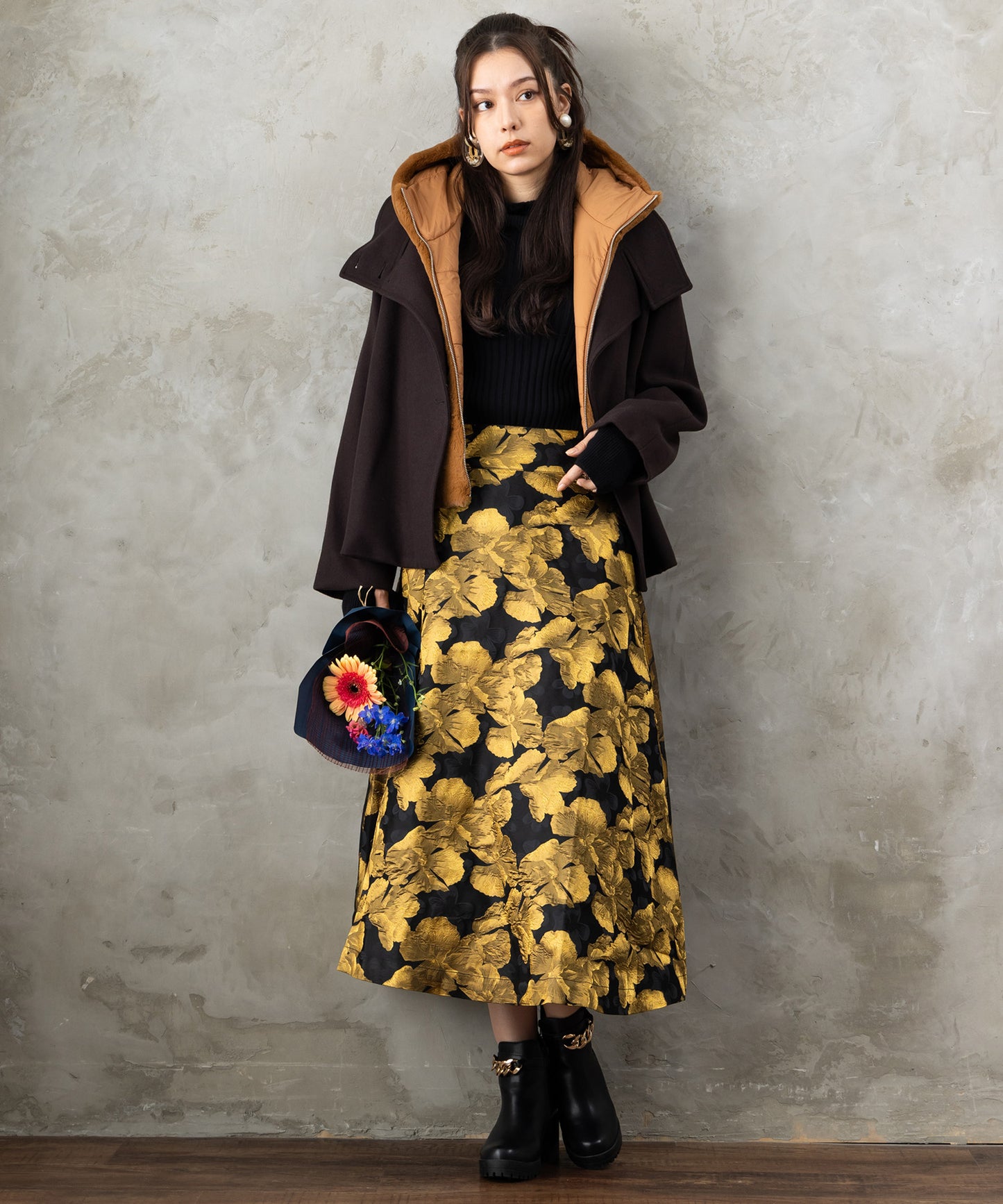 51-5667【FONT LAB】ハイネックバラクラバフーディーニット