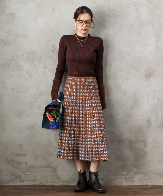 【DERHY】千鳥ニットプリーツスカート