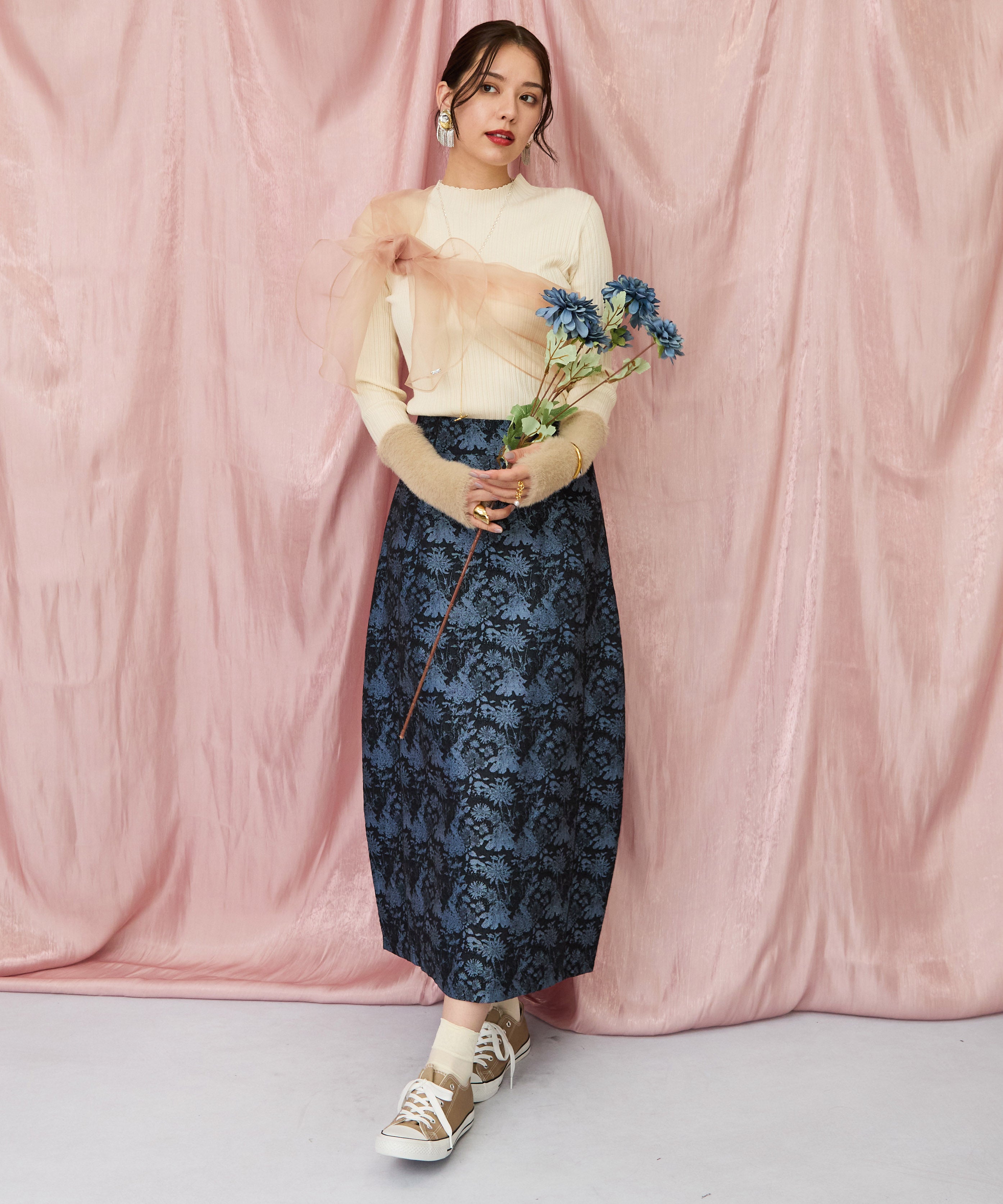 14-5888【FONT LAB】ゴブランジャガードコクーンスカート