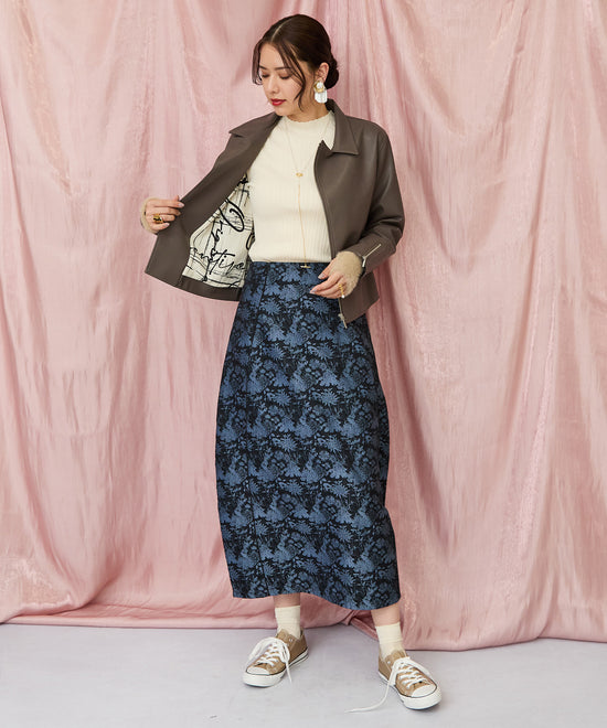 51-5671【FONT LAB】ランダムリブ×ラメシャギースリーブニット