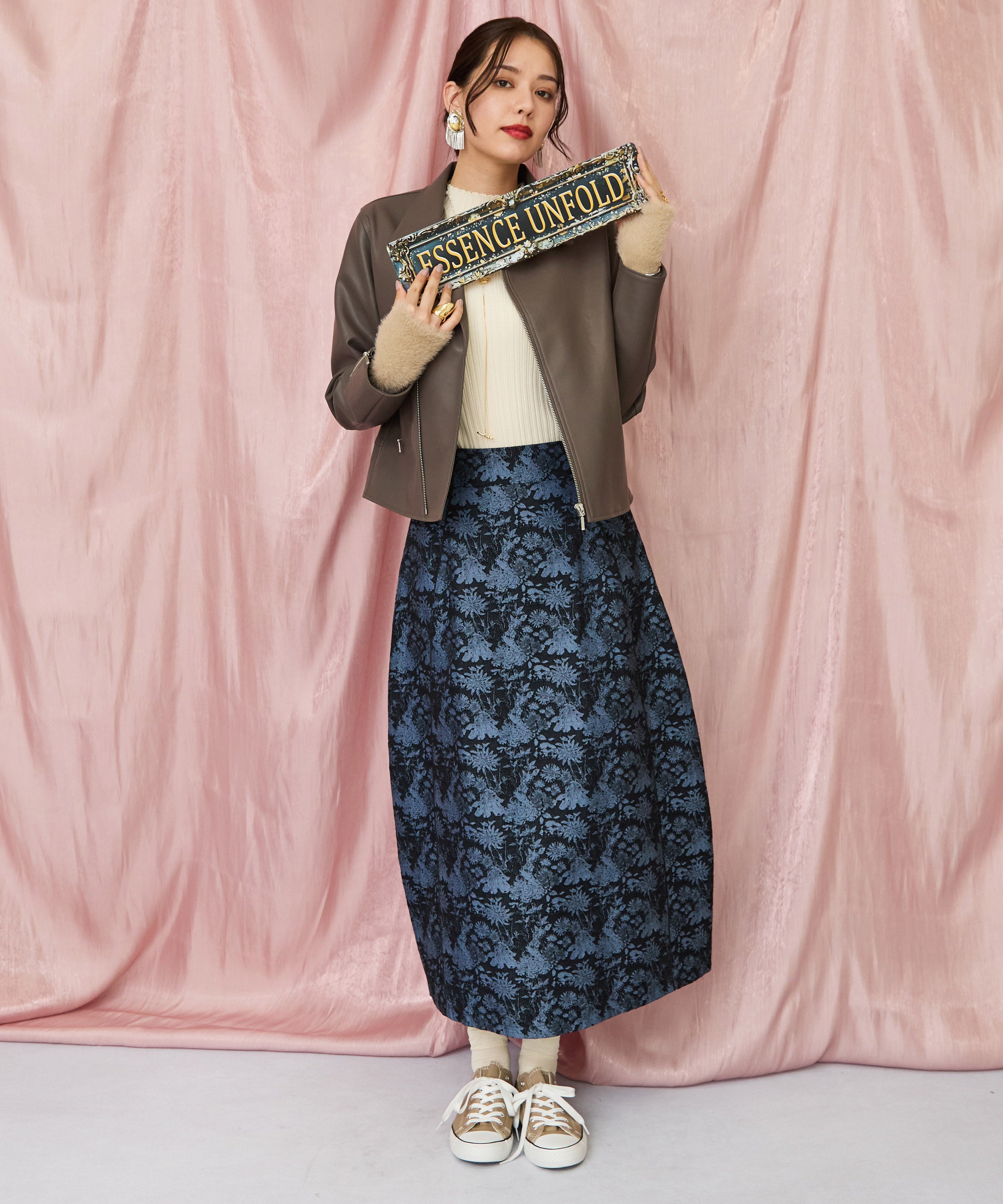 14-5888【FONT LAB】ゴブランジャガードコクーンスカート