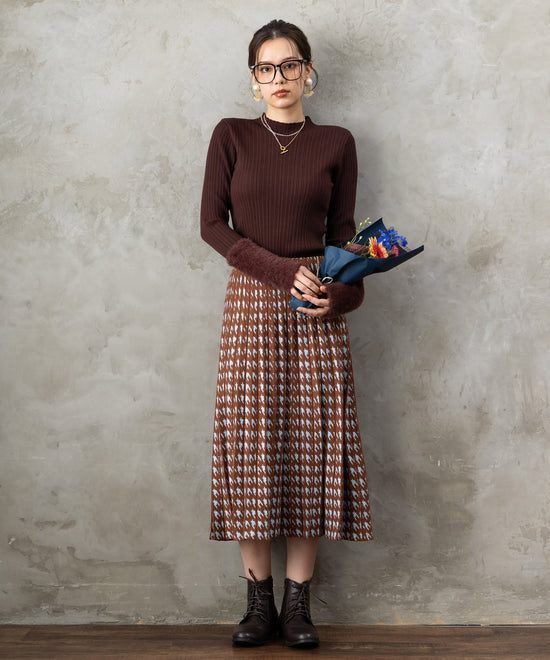 【DERHY】千鳥ニットプリーツスカート