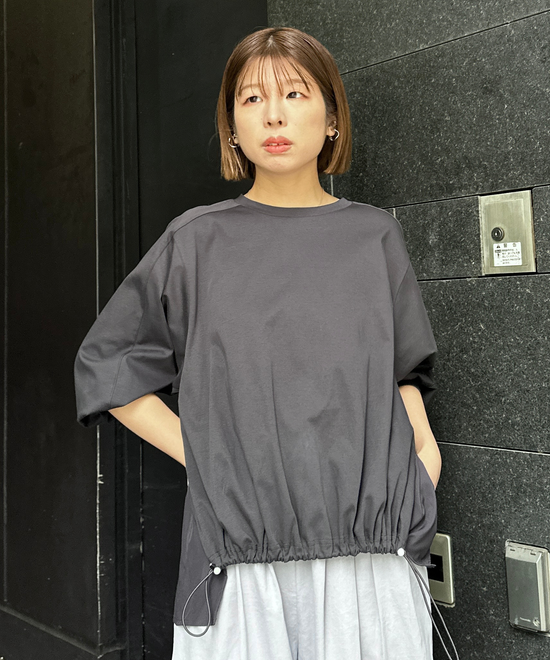 【FONT LAB】シルケットポンチ異素材コンビトップス