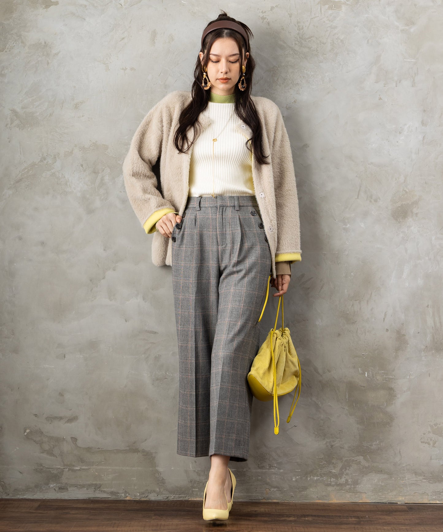 【FONT LAB】バイカラーボタンスリーブ2WAYニット