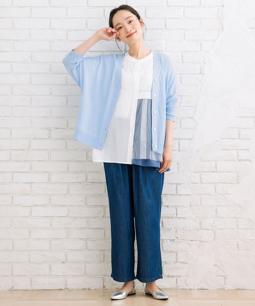 FONTLAB ストライプアシメチュールコンビシャツ