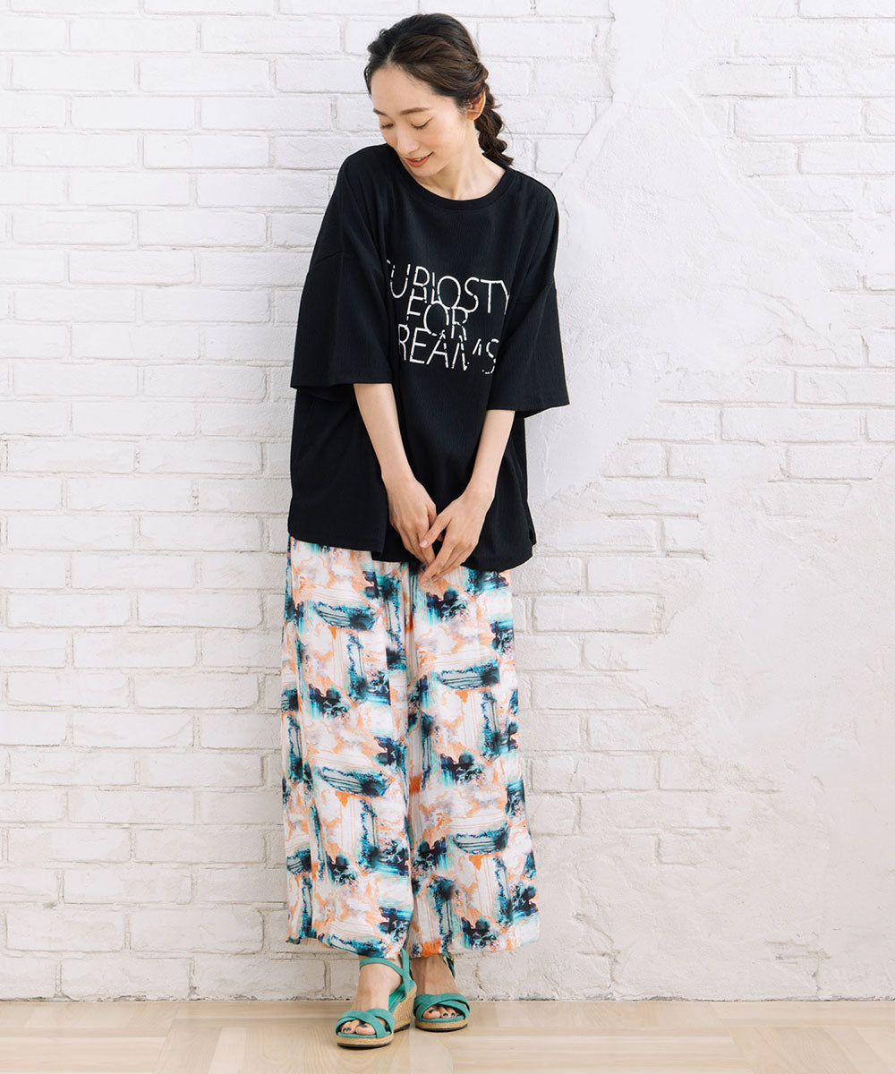 【sabstreet bis】総柄プリントイージーパンツ