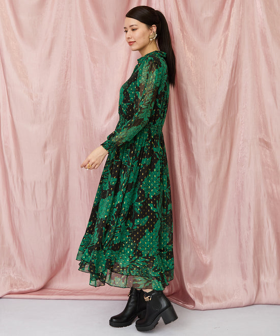 30-6346【WILD PONY】メタリックJQXフラワープリントワンピース