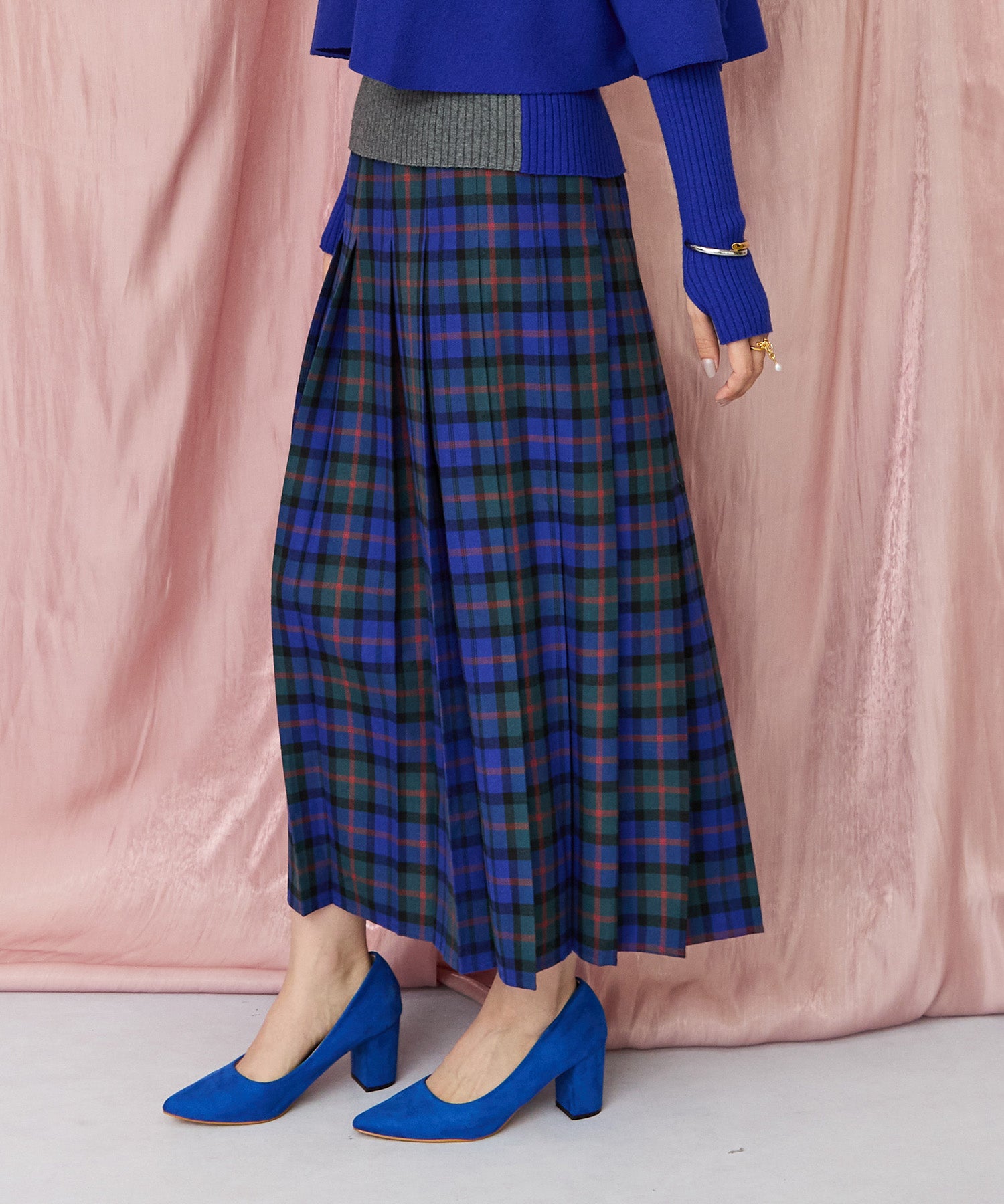 14-5863【FONT LAB】チェックプリーツスカート