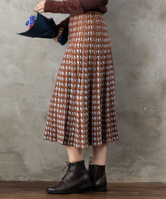 【DERHY】千鳥ニットプリーツスカート