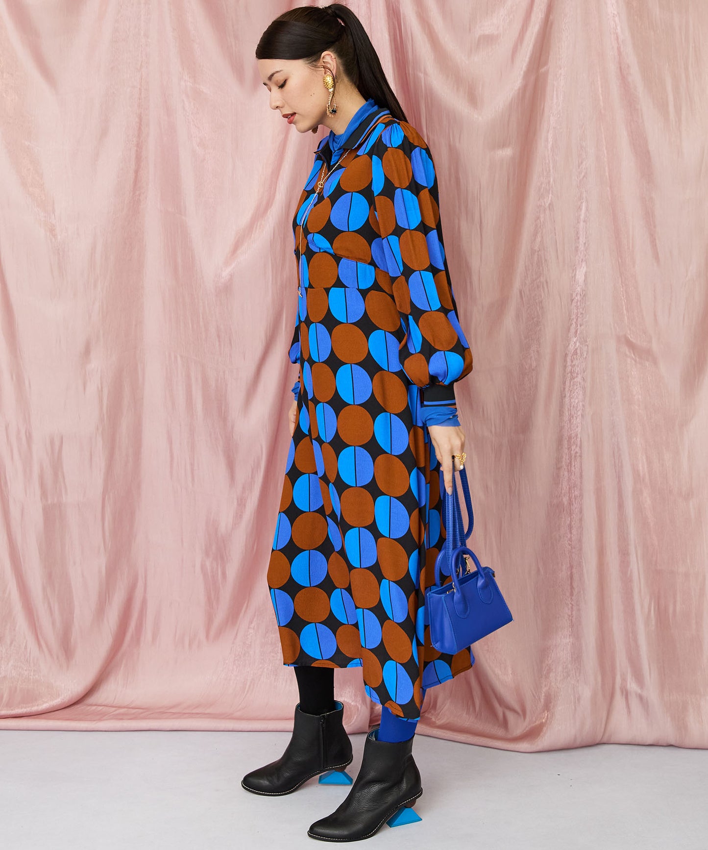 30-6340【SKATIE】サークルプリントシャツワンピース