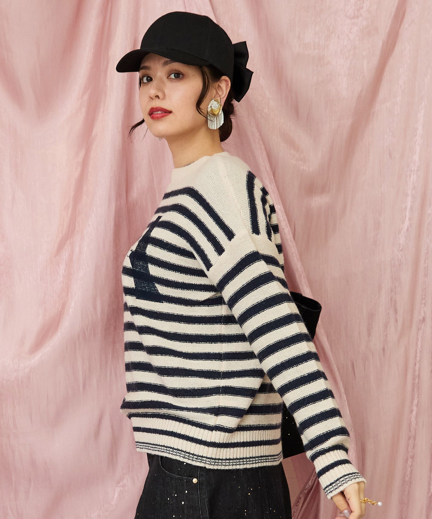 51-5664【ARTLOVE】Aモチーフボーダーニット