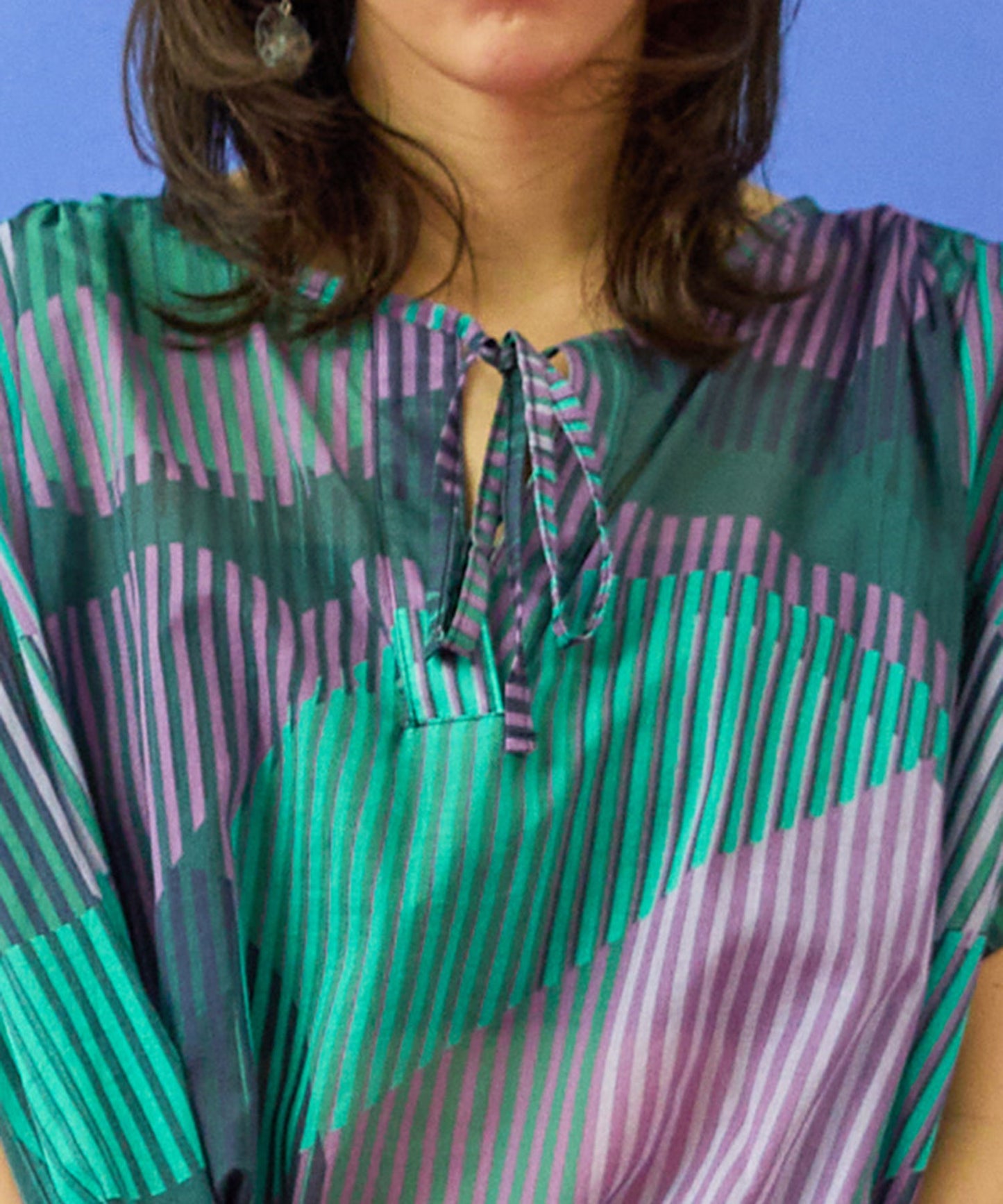 【la fée maraboutée】ストライプジオメトリックブラウス