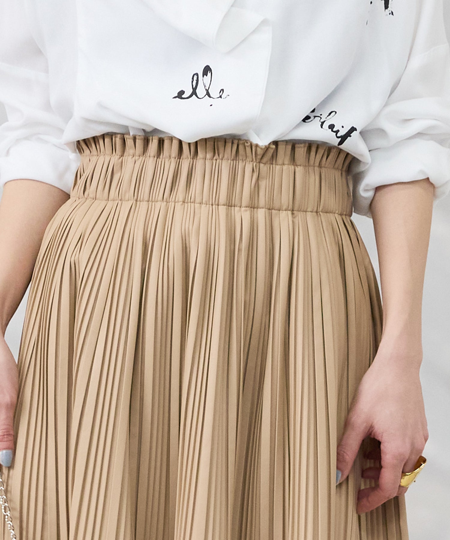 【FONT LAB】フェイクレザーランダムプリーツスカート