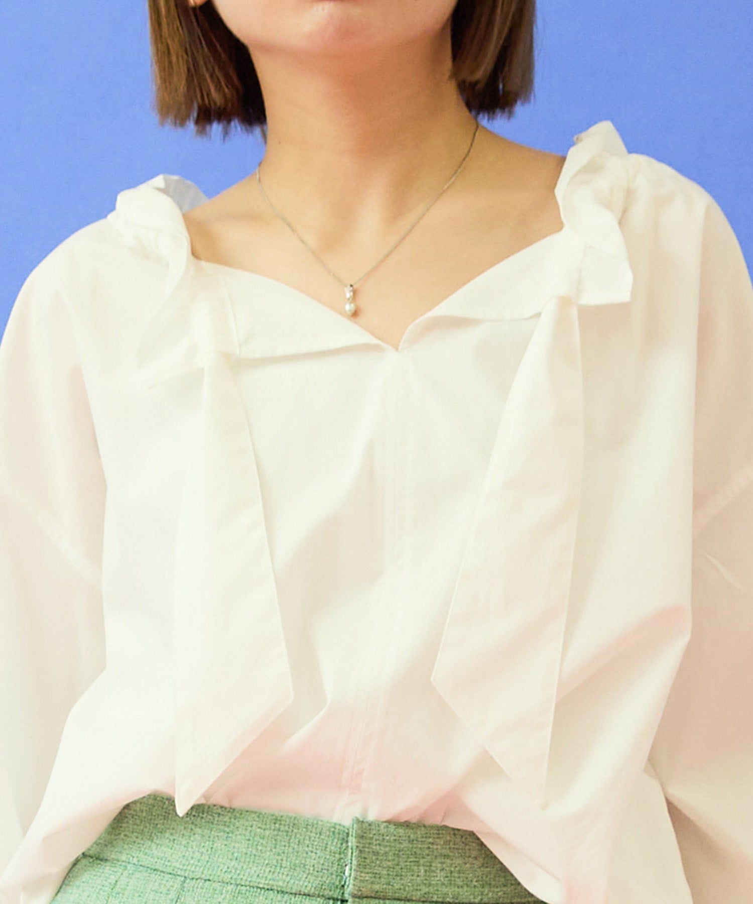 【FONT LAB】オーガニックコットンフリルカラーブラウス