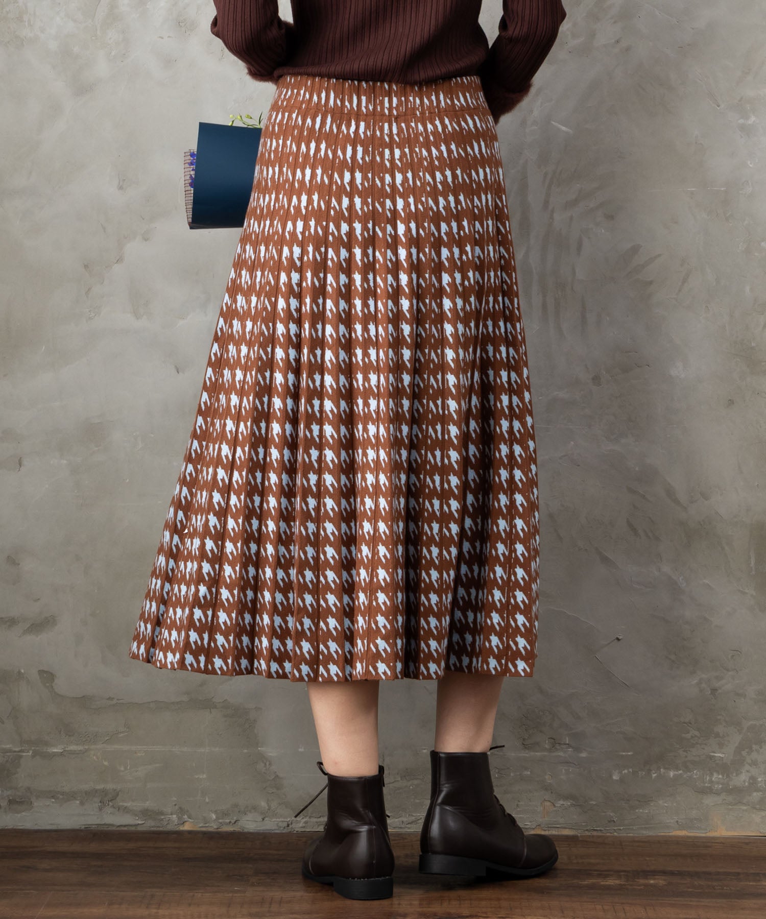 【DERHY】千鳥ニットプリーツスカート