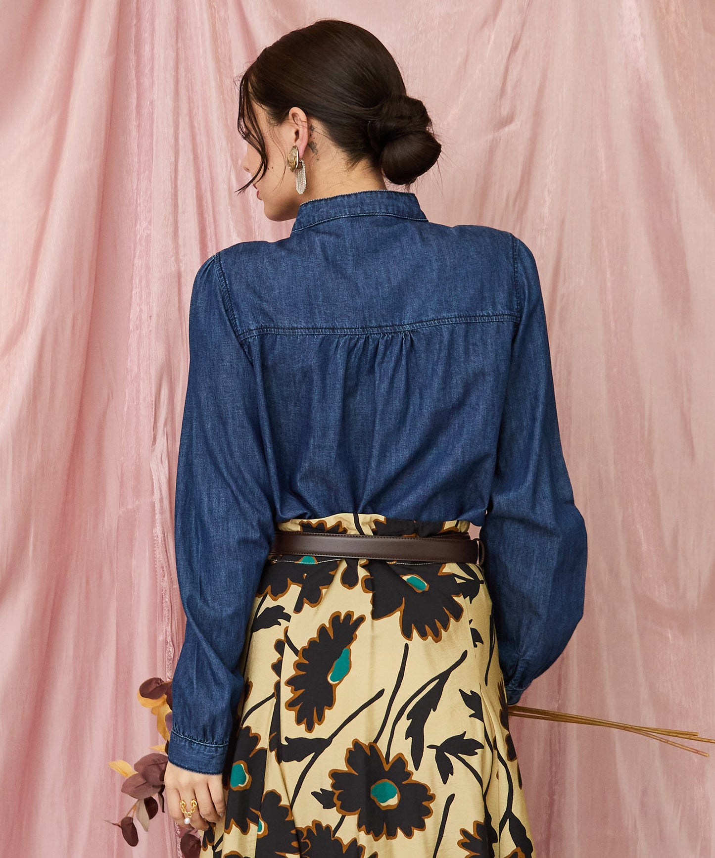 01-5916【ARTLOVE】デニムボウタイブラウス