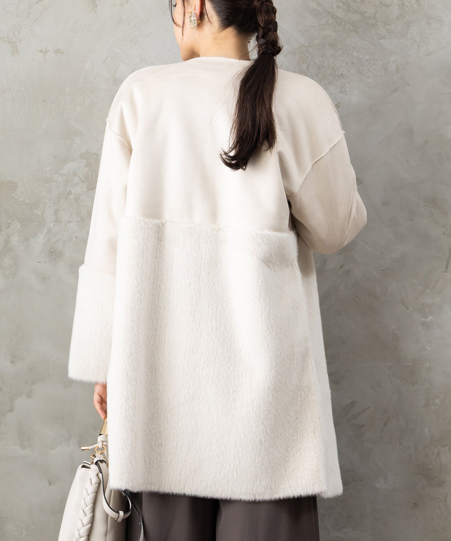 71-5579【FONT LAB】フェイクムートンノーカラーコート