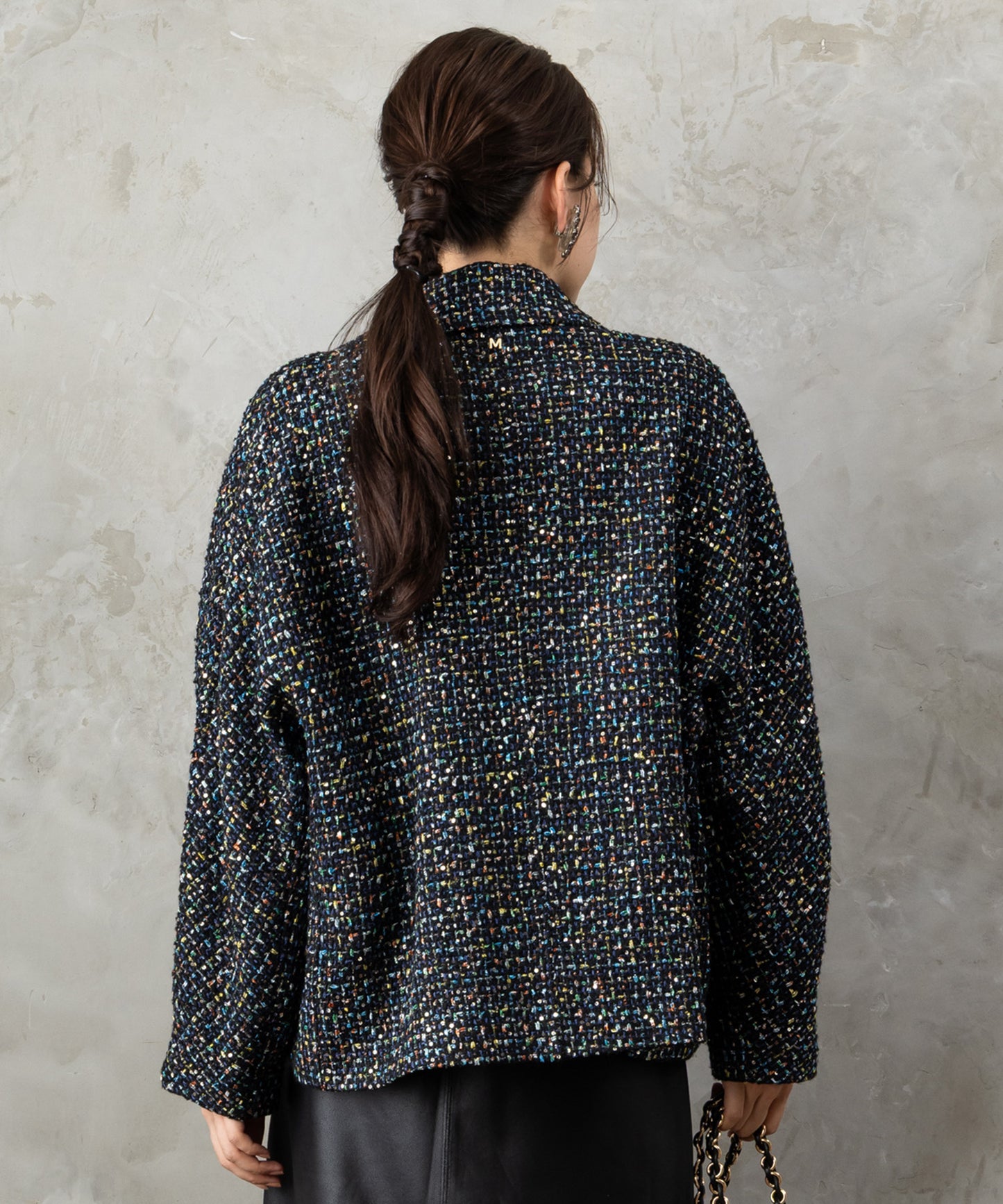 73-5572【MAITE】MIXツイードショートコート