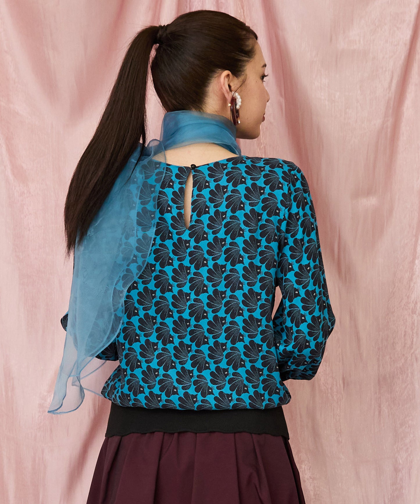 01-5913【mademoiselle YEYE】バード&キャットトロンプルイユブラウス