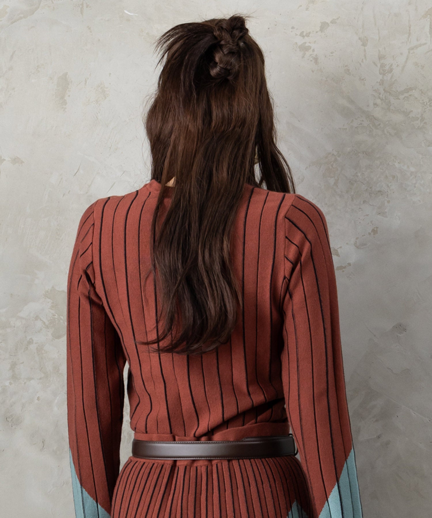 【SKATIE】バイカラーインターシャニット