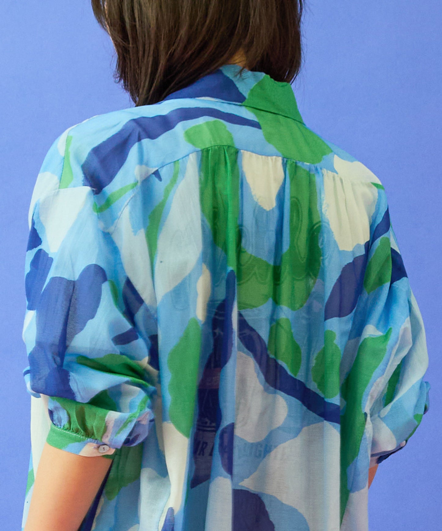 【FRNCH】スイレンプリントシルクブレンドブラウス