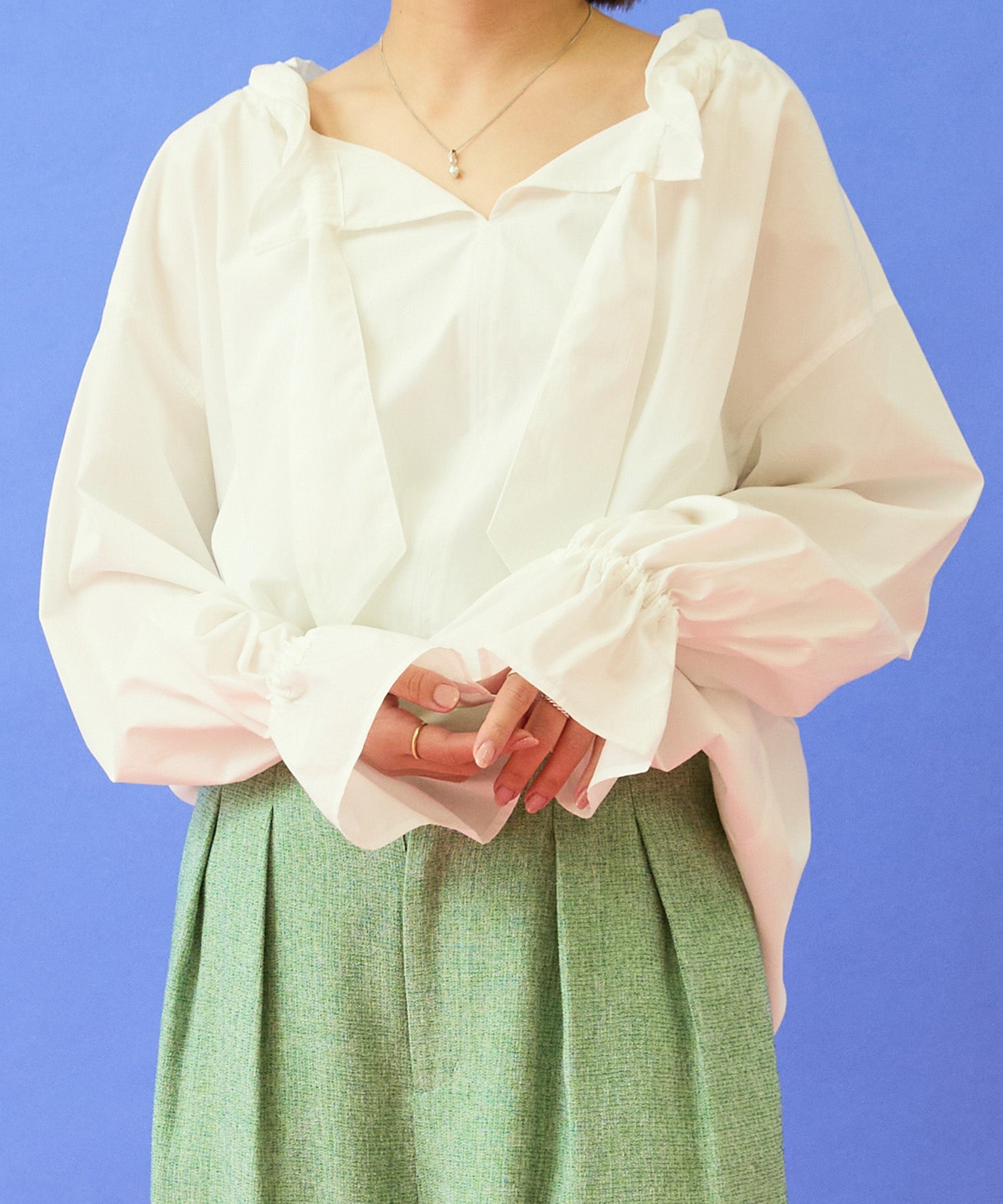 【FONT LAB】オーガニックコットンフリルカラーブラウス
