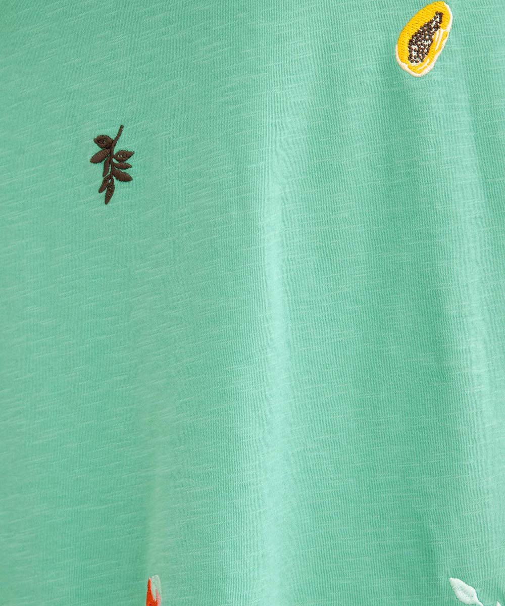 NUMPH トロピカルエンブロイダリーTシャツ