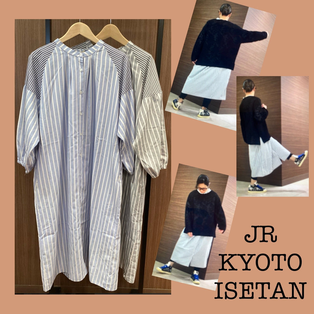 京都伊勢丹より★ストライプバンドカラーシャツワンピースのご紹介★