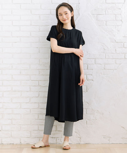 30-9697　【COOL・UV・防シワ】スムースジョーゼットリブワンピース