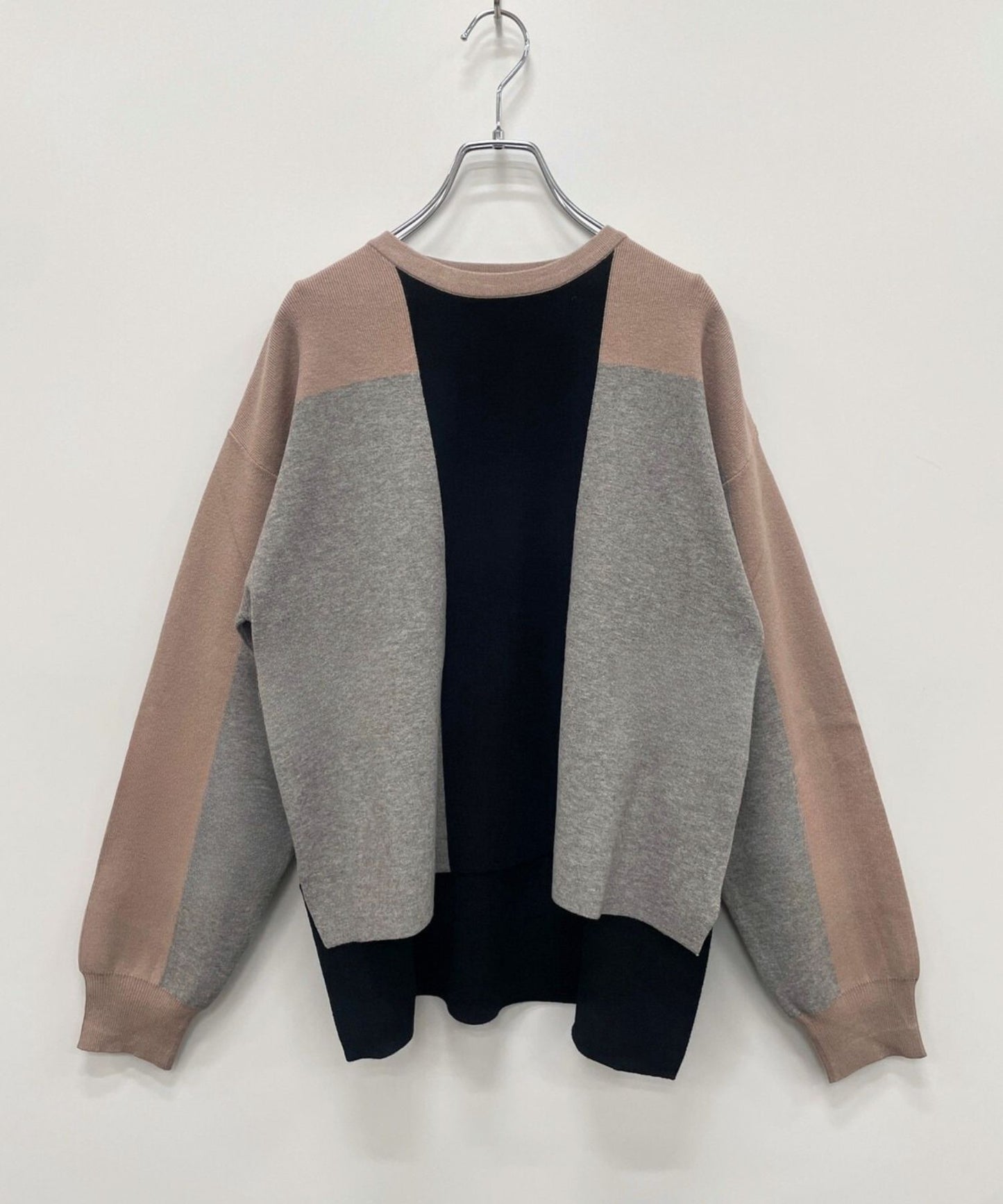 【FONT LAB】カラーブロックドロップショルダーニット