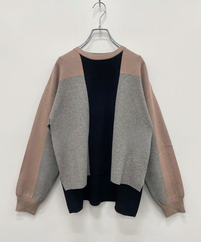 【FONT LAB】カラーブロックドロップショルダーニット