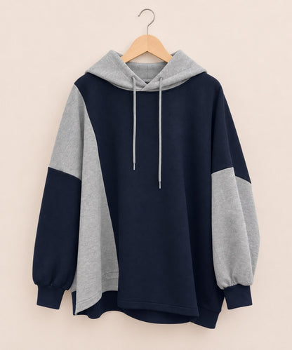 61-2729BLANC basque [Rogique]アシメバイカラーダンボールニットフーディ【先行予約】