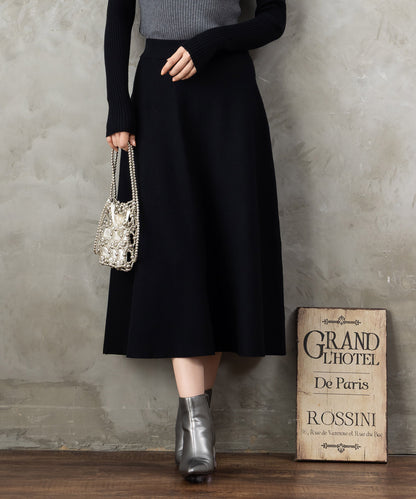 14-5887【FONT LAB】ミラノリブニットフレアスカート