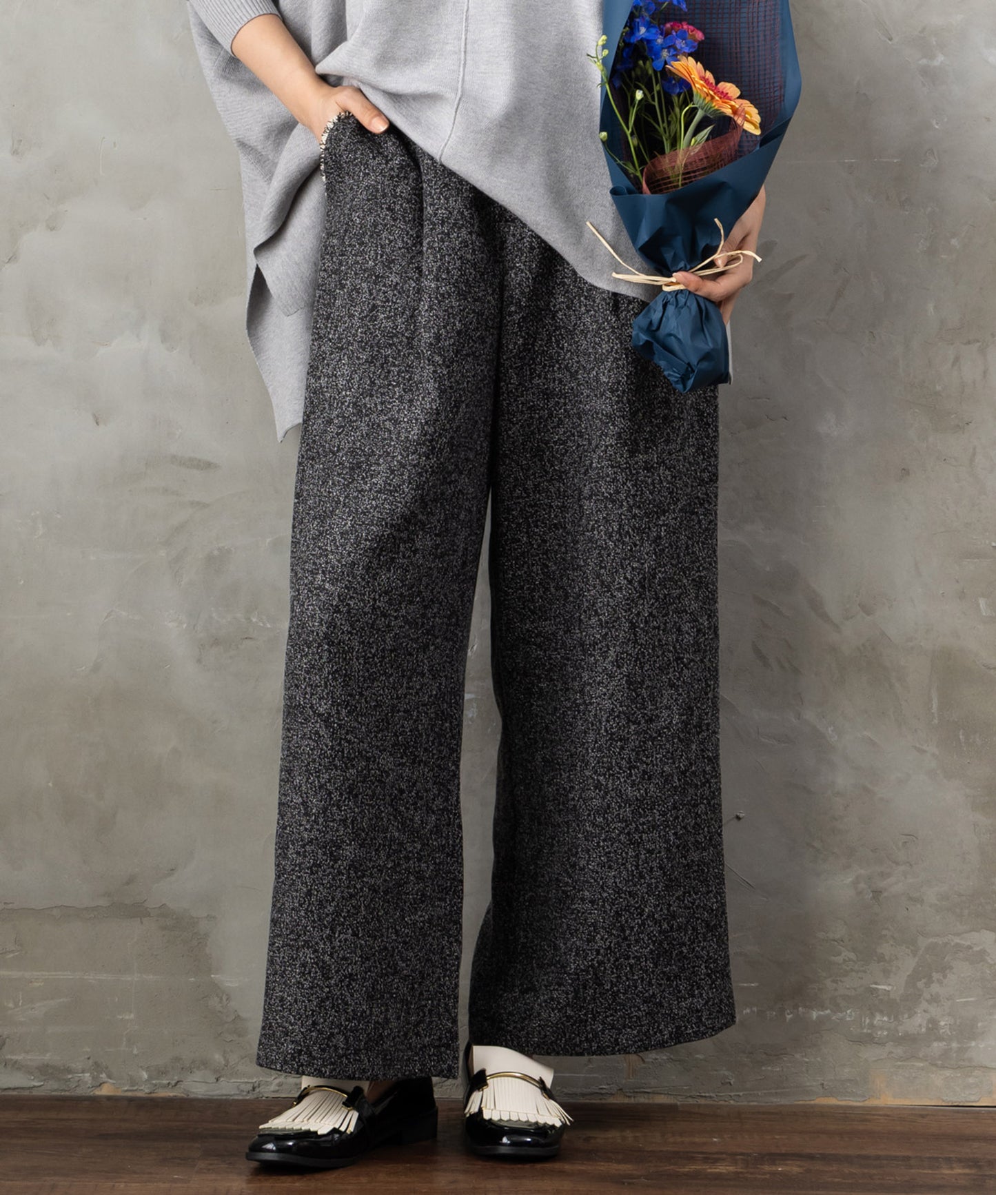 【FONT LAB】ツイードフリンジワイドパンツ
